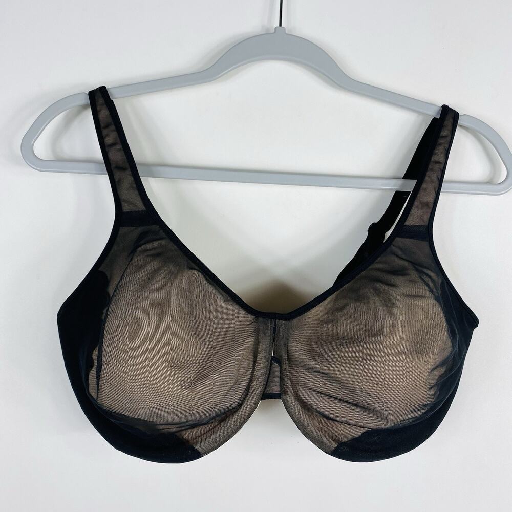 Maidenform Bra 40DD Self Expressions Mesh Overlay Underwire Black Nude 05838